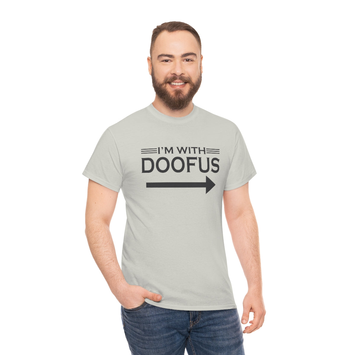 I'm With Doofus Arrow Pointing Unisex Short Sleeve Tee Funny Gag Gift