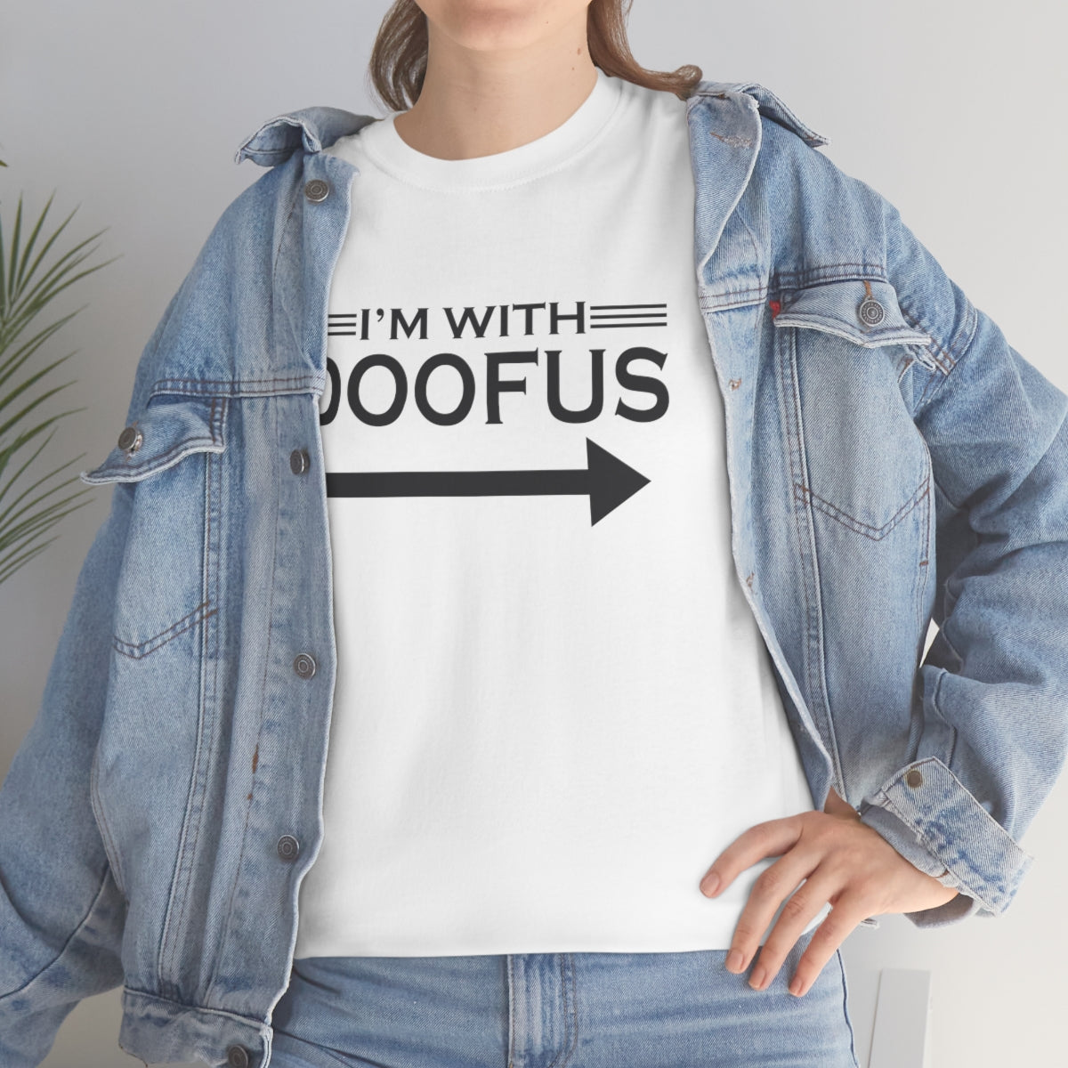I'm With Doofus Arrow Pointing Unisex Short Sleeve Tee Funny Gag Gift
