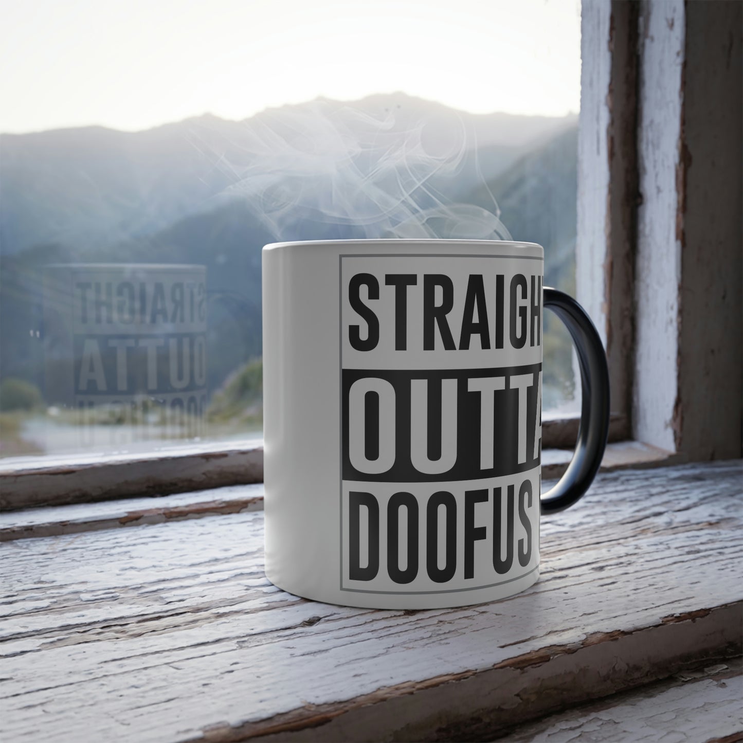 Straight Outta Doofus U (tm) Color Morphing Mug, 11oz Funny Gag Gift