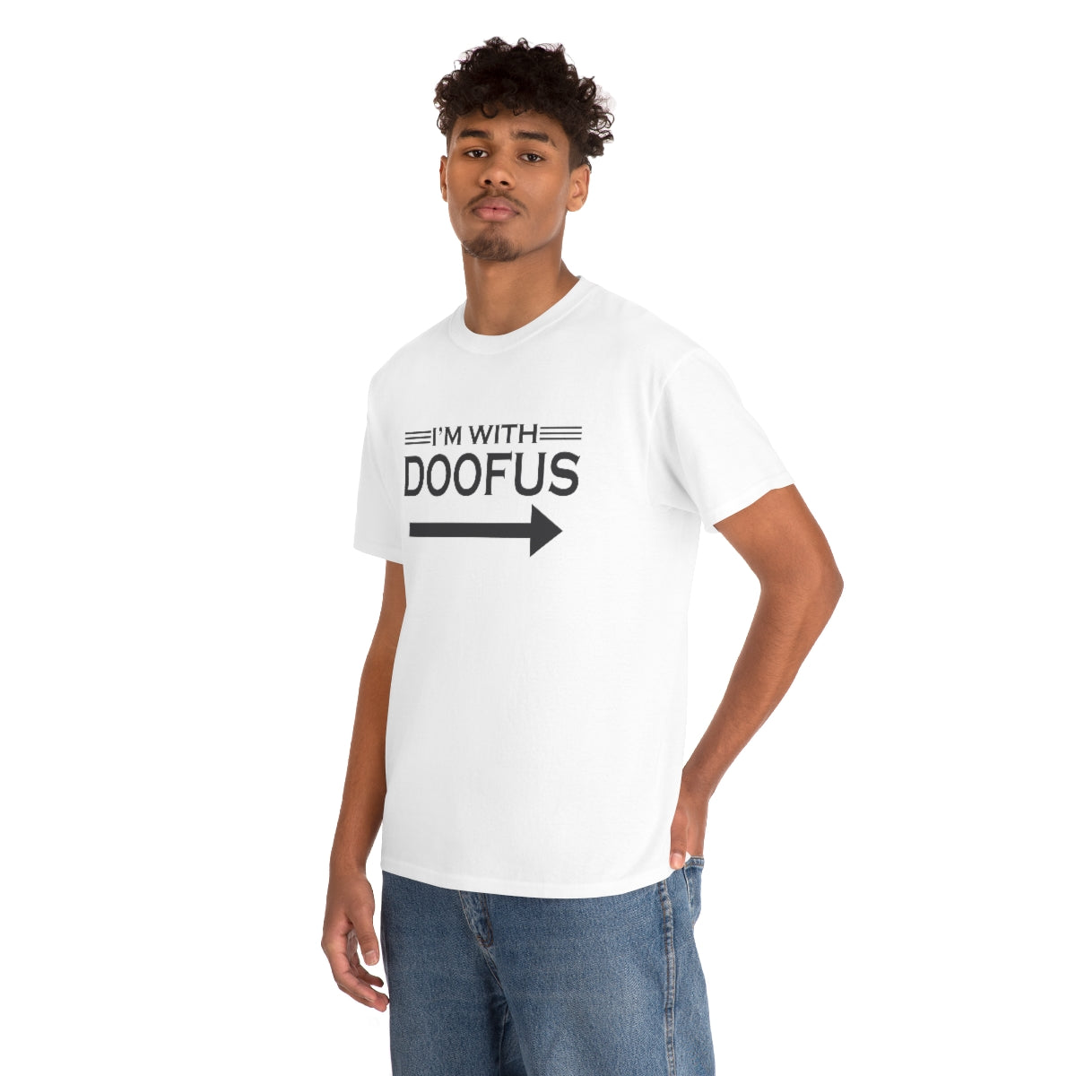 I'm With Doofus Arrow Pointing Unisex Short Sleeve Tee Funny Gag Gift