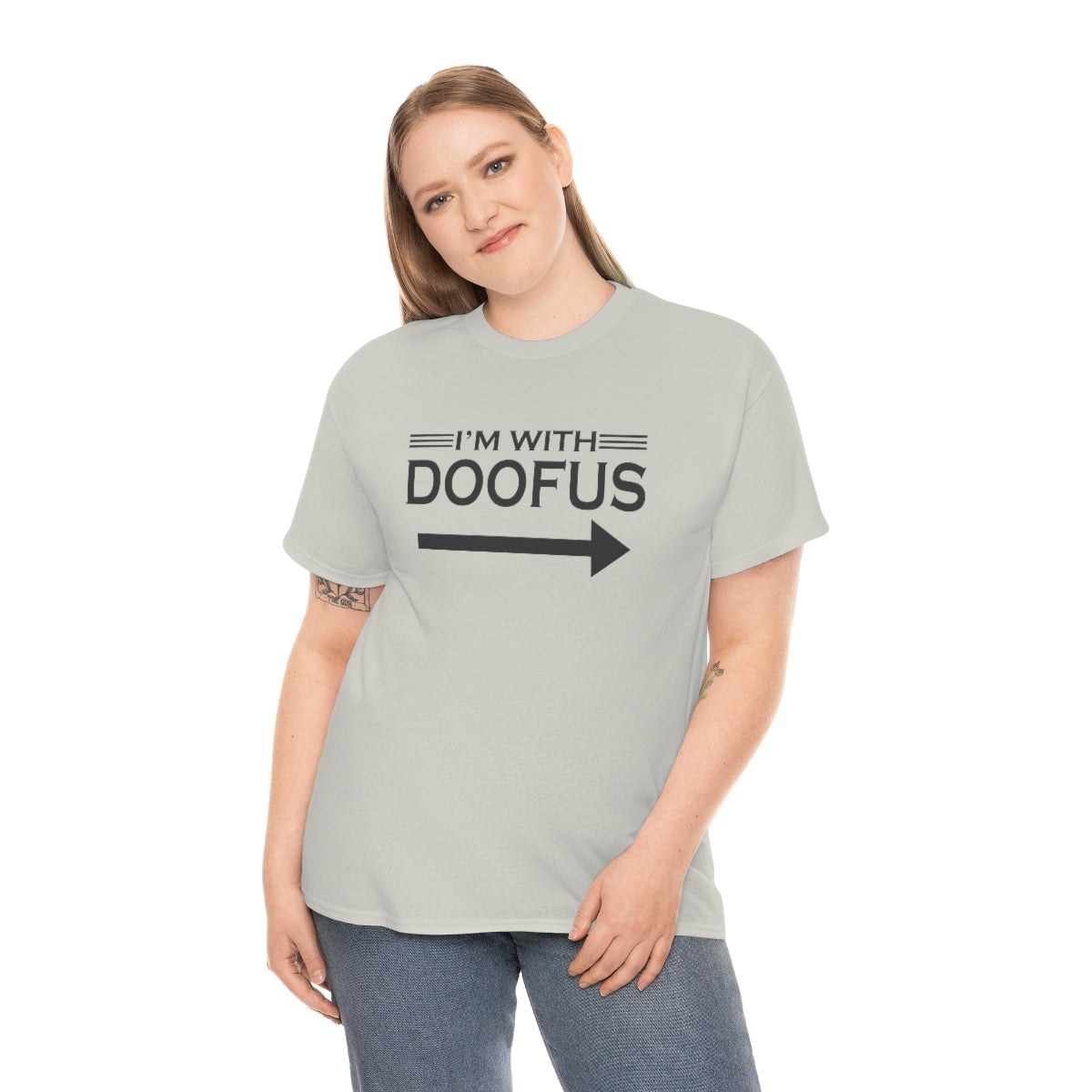 I'm With Doofus Arrow Pointing Unisex Short Sleeve Tee Funny Gag Gift