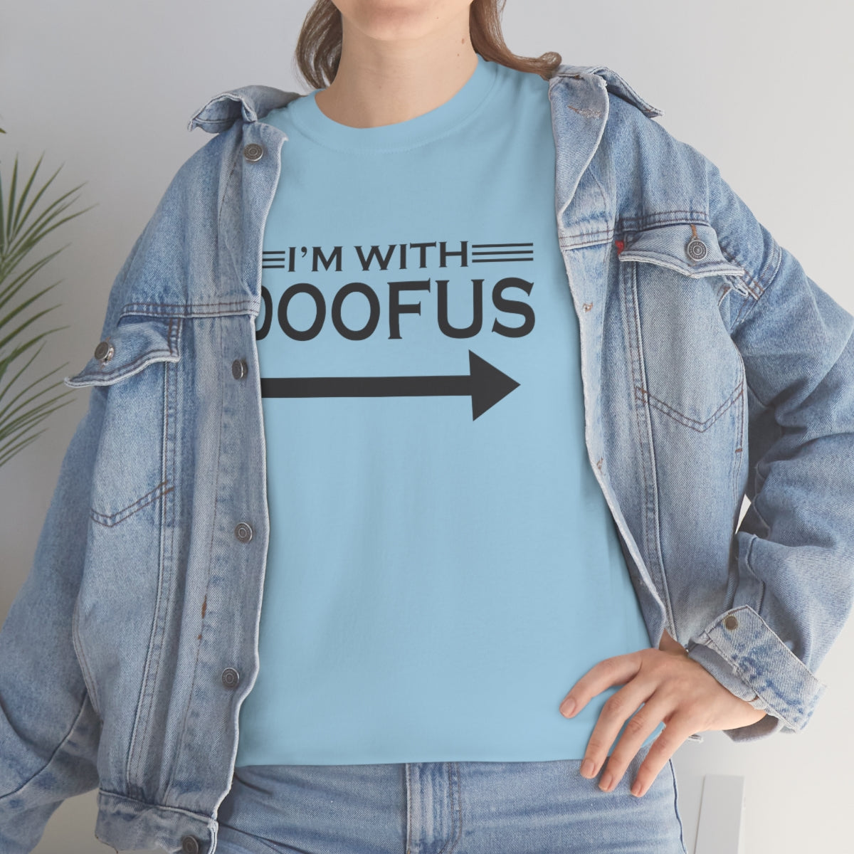 I'm With Doofus Arrow Pointing Unisex Short Sleeve Tee Funny Gag Gift