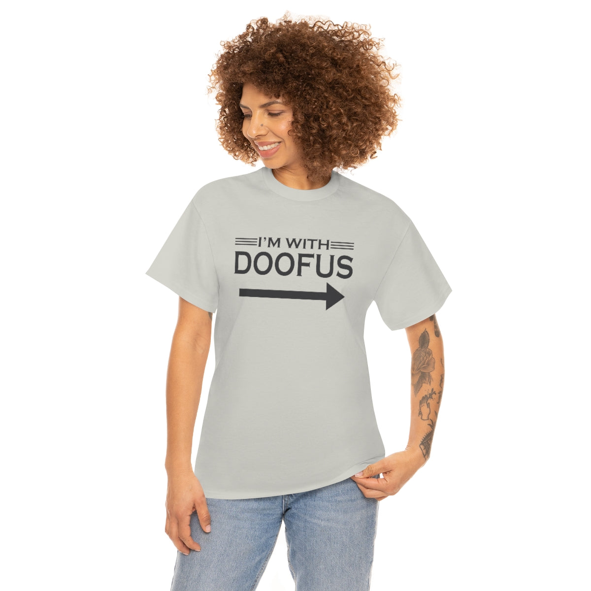I'm With Doofus Arrow Pointing Unisex Short Sleeve Tee Funny Gag Gift