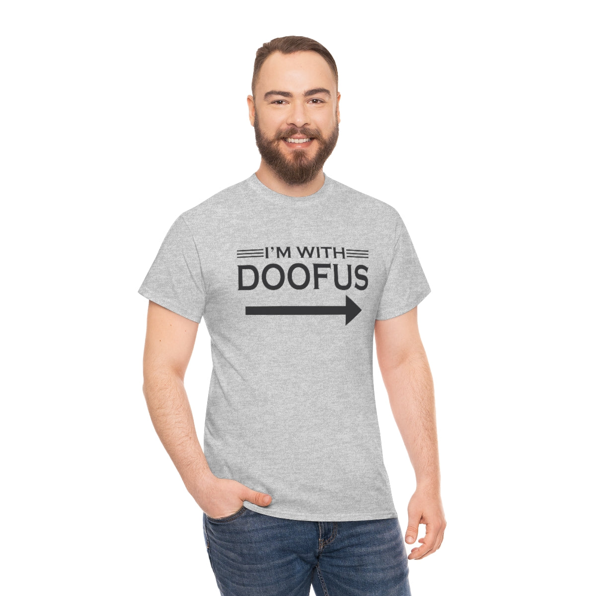 I'm With Doofus Arrow Pointing Unisex Short Sleeve Tee Funny Gag Gift