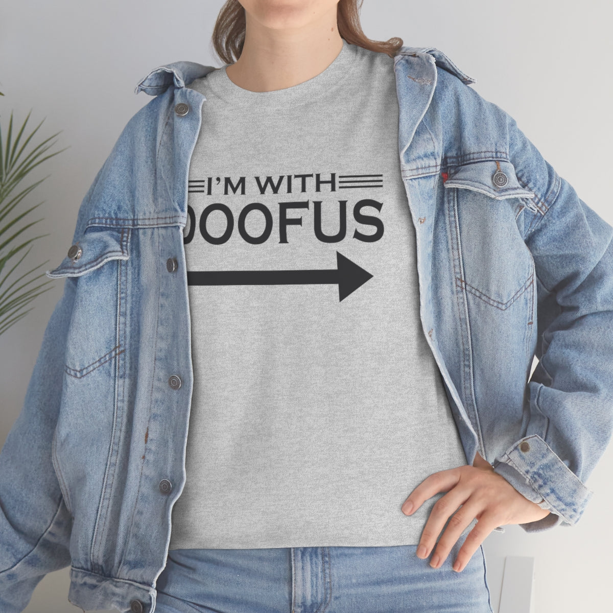 I'm With Doofus Arrow Pointing Unisex Short Sleeve Tee Funny Gag Gift
