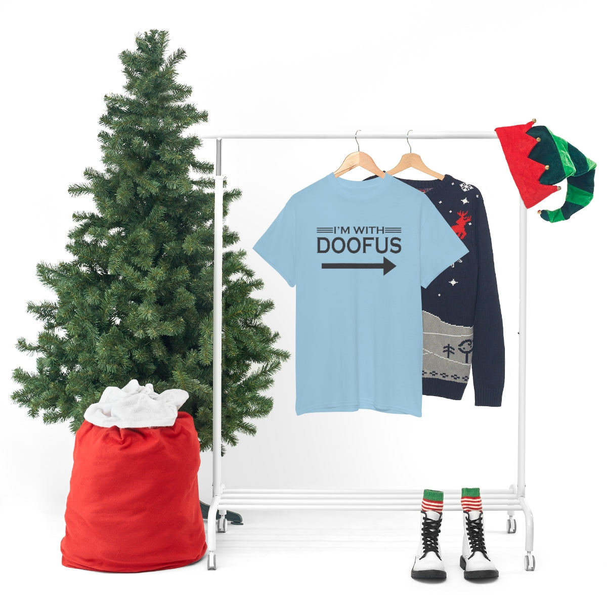 I'm With Doofus Arrow Pointing Unisex Short Sleeve Tee Funny Gag Gift