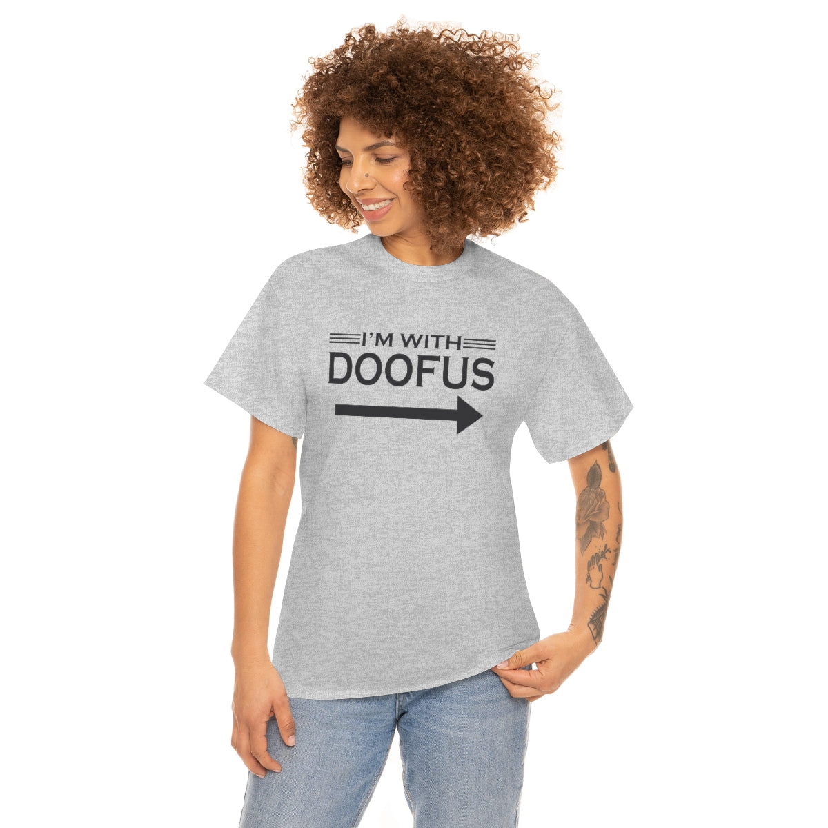 I'm With Doofus Arrow Pointing Unisex Short Sleeve Tee Funny Gag Gift
